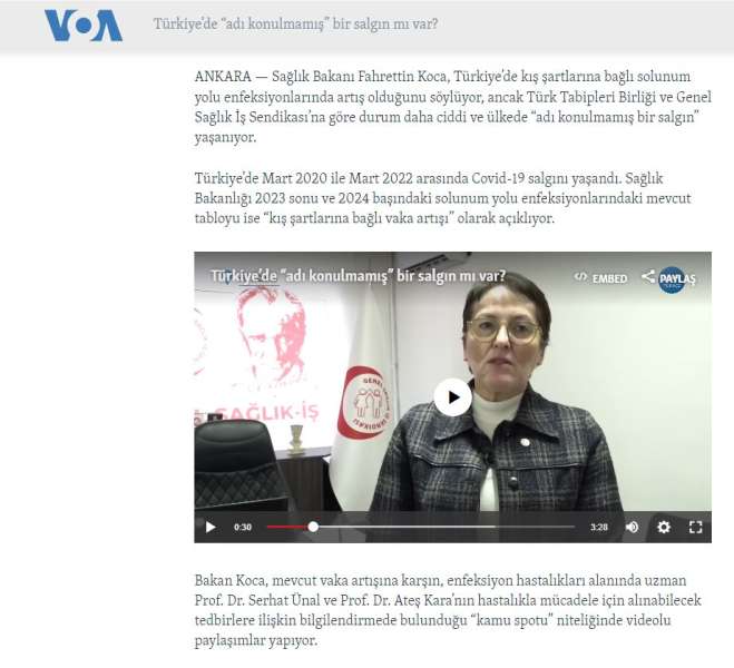 Voice of America 18.1.2024 / Türkiye’de “adı konulmamış” bir salgın mı var?