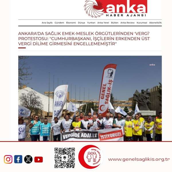 ANKARA'DA SAĞLIK EMEK-MESLEK ÖRGÜTLERİNDEN 'VERGİ' PROTESTOSU: 