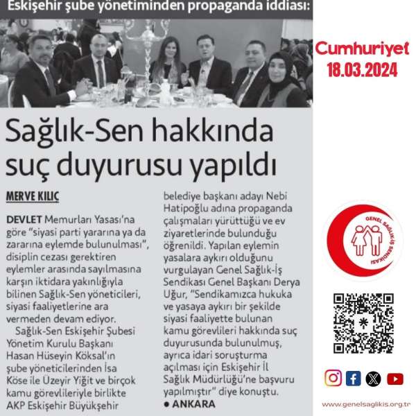 Sağlık-Sen hakkında suç duyurusu yapıldı