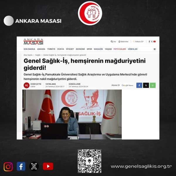 Genel Sağlık-İş, hemşirenin mağduriyetini giderdi! / Ankara Masası