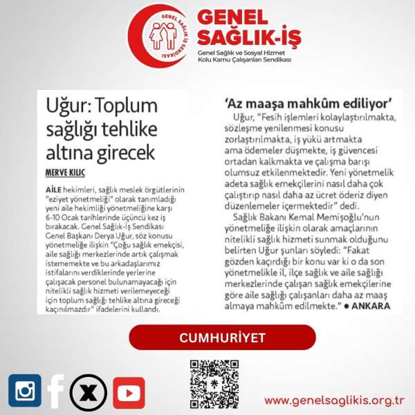 Uğur: Toplum sağlığı tehlike altına girecek