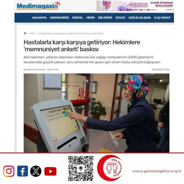 Hastalarla karşı karşıya getiriyor: Hekimlere 'memnuniyet anketi' baskısı / Medimagazin-Cumhuriyet