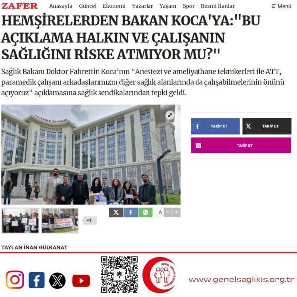 HEMŞİRELERDEN BAKAN KOCA'YA: