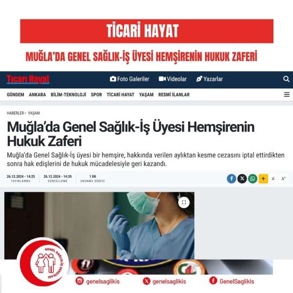 Muğla’da Genel Sağlık-İş Üyesi Hemşirenin Hukuk Zaferi