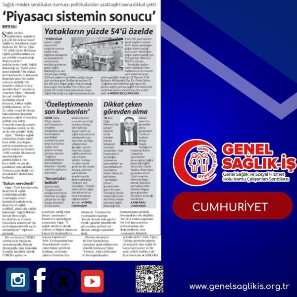 Sağlık meslek sendikaları kamucu politikalardan uzaklaşılmasına dikkat çekti: ‘Piyasacı sistemin sonucu’ / Cumhuriyet