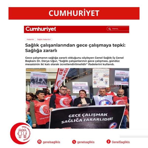 Sağlık çalışanlarından gece çalışmaya tepki: Sağlığa zararlı / Cumhuriyet