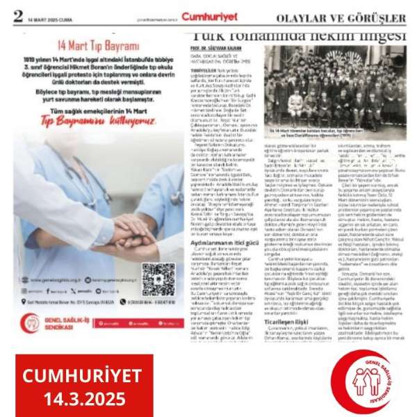 Cumhuriyet Gazetesi / 14 Mart Tıp Bayramı Afişimiz