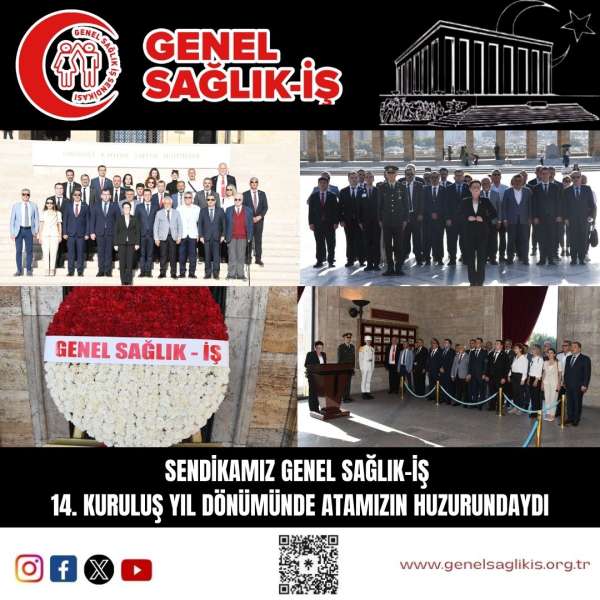 Sendikamız Genel Sağlık-İş 14. kuruluş yıl dönümünde Anıtkabir’i ziyareti etti.