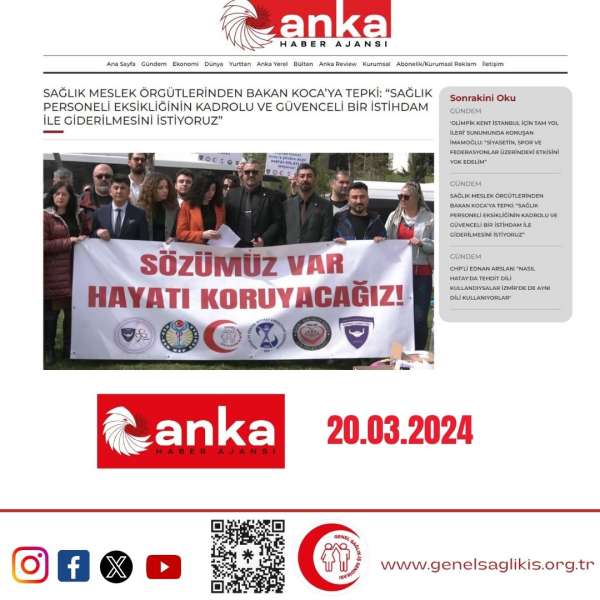 SAĞLIK MESLEK ÖRGÜTLERİNDEN BAKAN KOCA’YA TEPKİ: “SAĞLIK PERSONELİ EKSİKLİĞİNİN KADROLU VE GÜVENCELİ BİR İSTİHDAM İLE GİDERİLMESİNİ İSTİYORUZ”