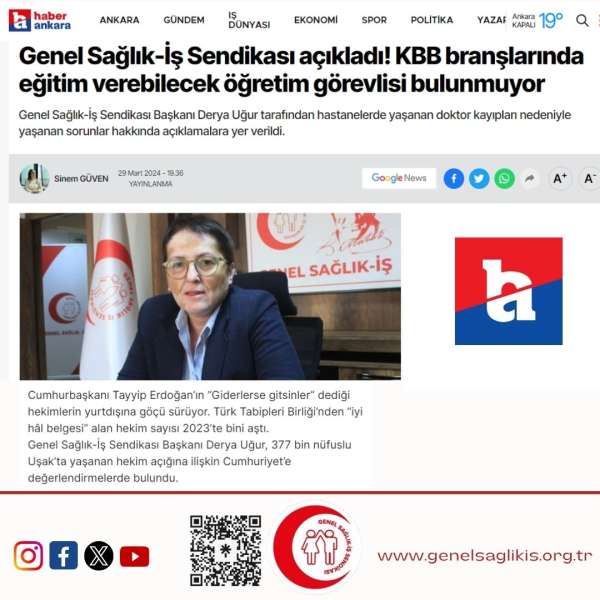 Genel Sağlık-İş Sendikası açıkladı! KBB branşlarında eğitim verebilecek öğretim görevlisi bulunmuyor / Haber Ankara