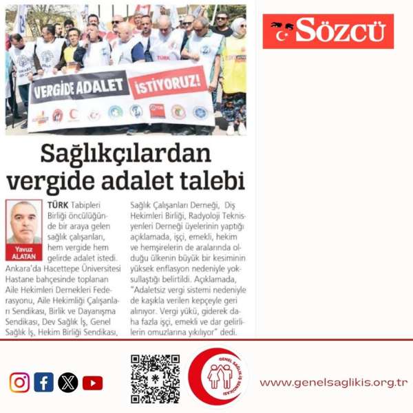 Sağlıkçılardan Vergide Adalet Talebi / Sözcü 4.4.2024